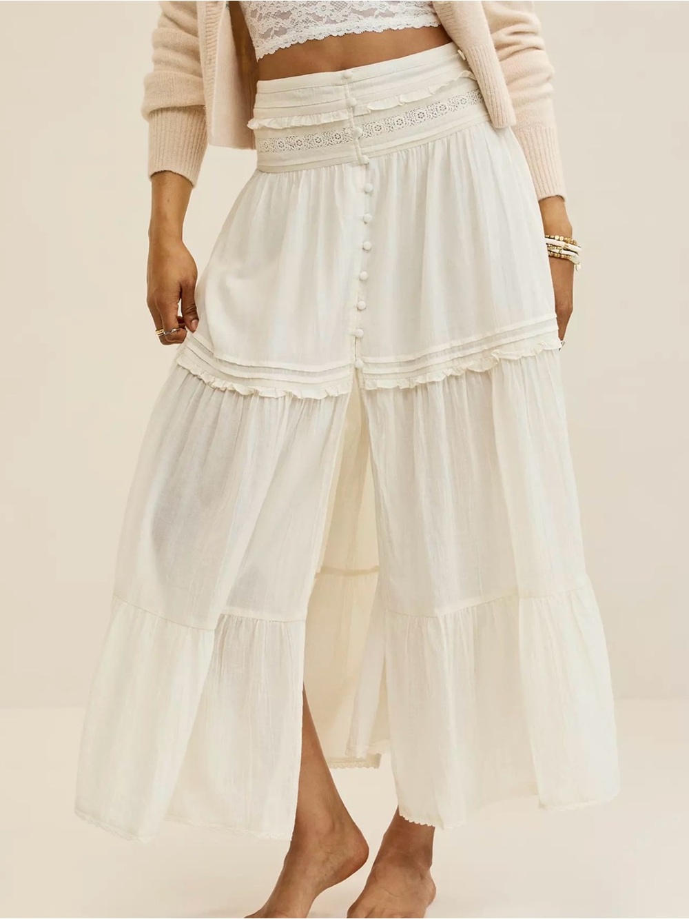 Boho Button Maxi Skirt